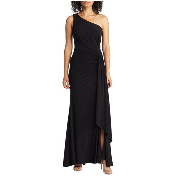 Vince Camuto Black One-Shoulder Pleated Waist Gown 6 NWOT - Picture 1 of 15